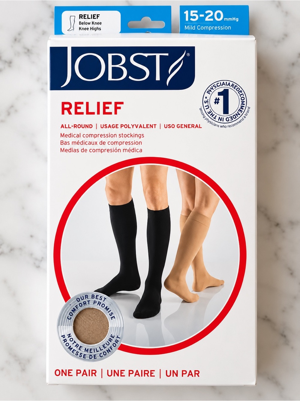 Relief Mild Compression Knee Highs โ Beige